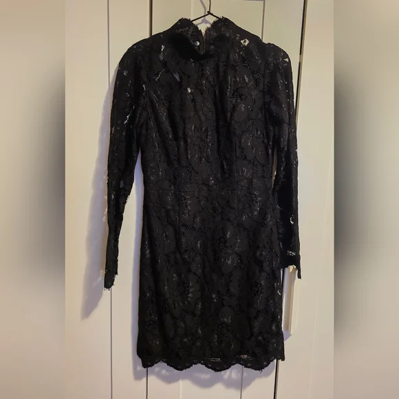 Betsy Johnson Black Lace Dress Long Sleeve Witchy Goth Size 4 - Picture 2 of 9